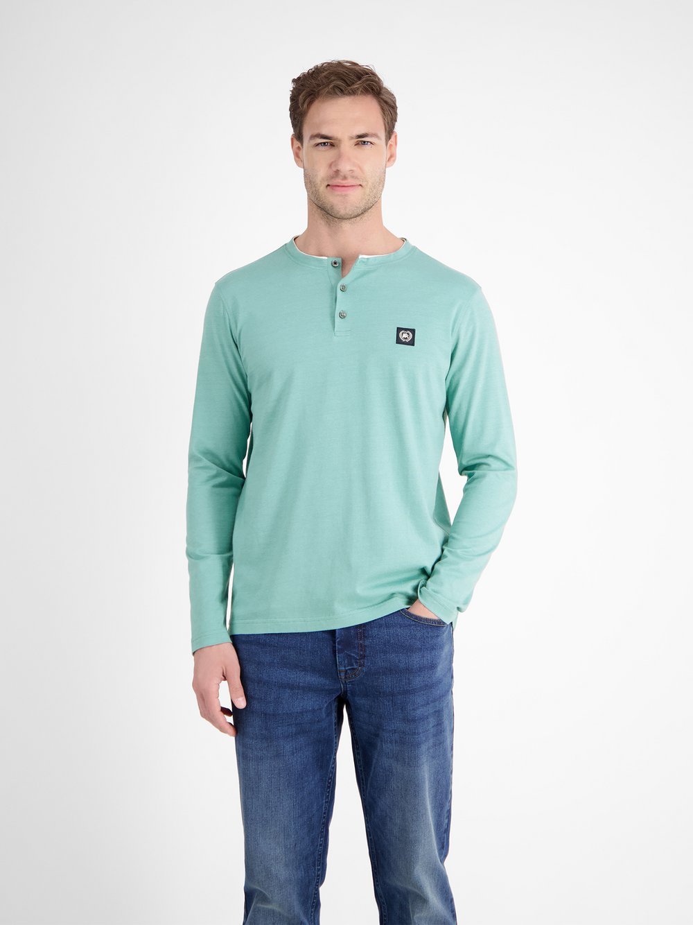 LERROS Henleyshirt Herren Baumwolle