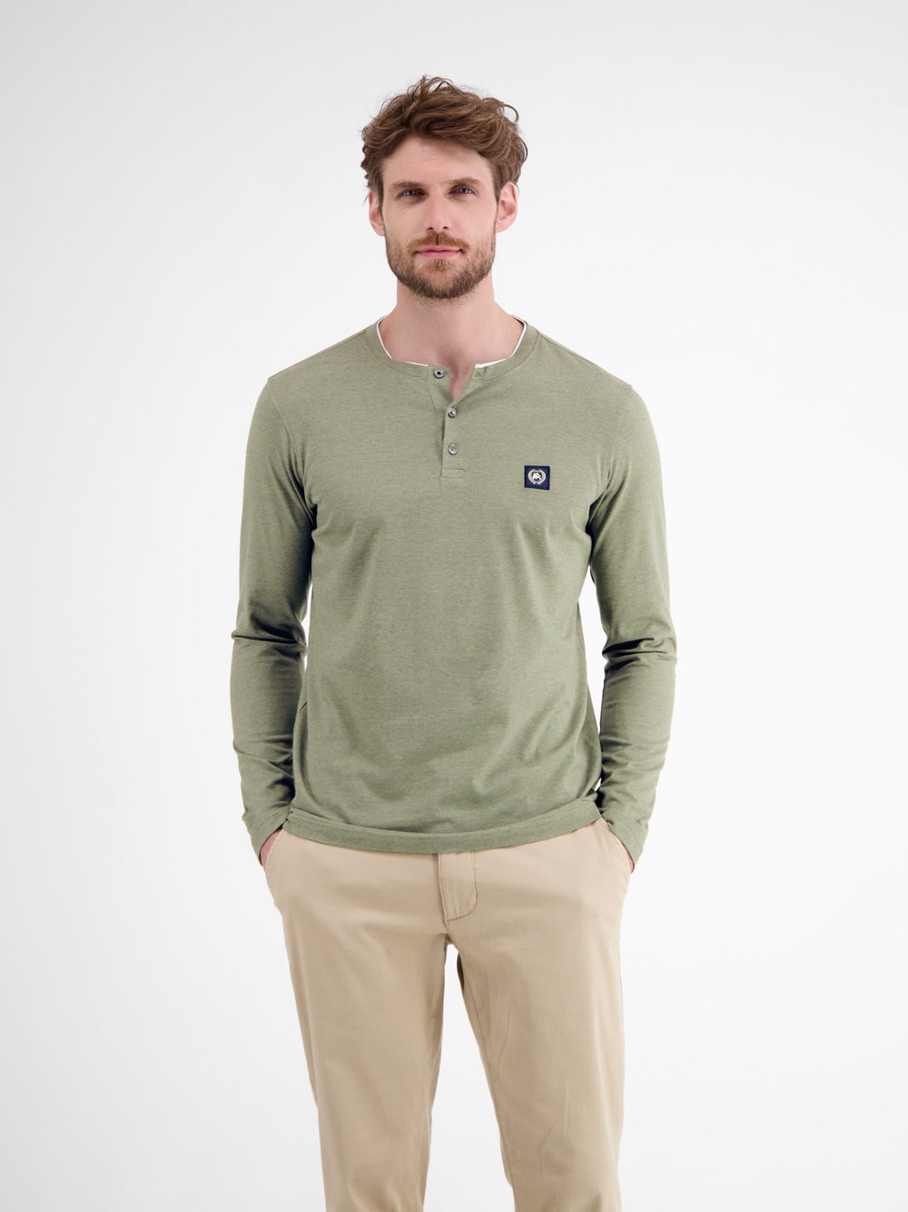 LERROS Henleyshirt Herren Baumwolle