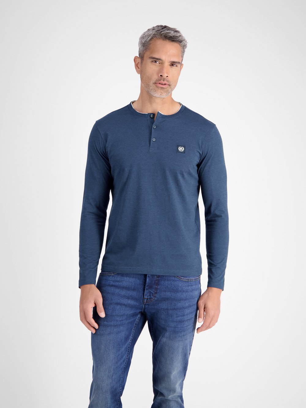 LERROS Henleyshirt Herren Baumwolle