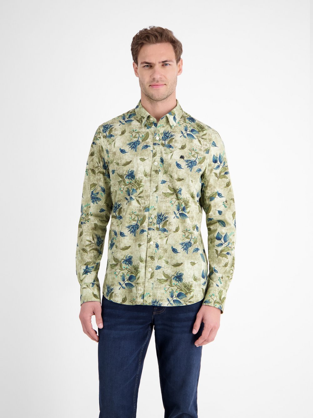 LERROS Langarmhemd Herren Regular Fit Baumwolle bedruckt