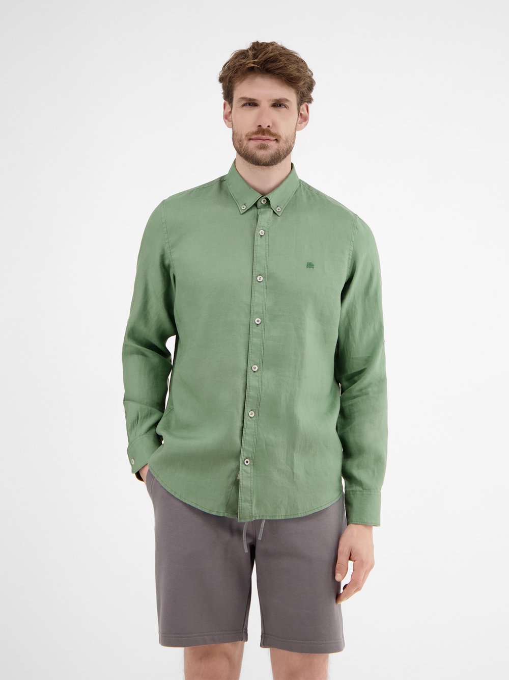 LERROS Langarmhemd Herren Regular Fit Leinen