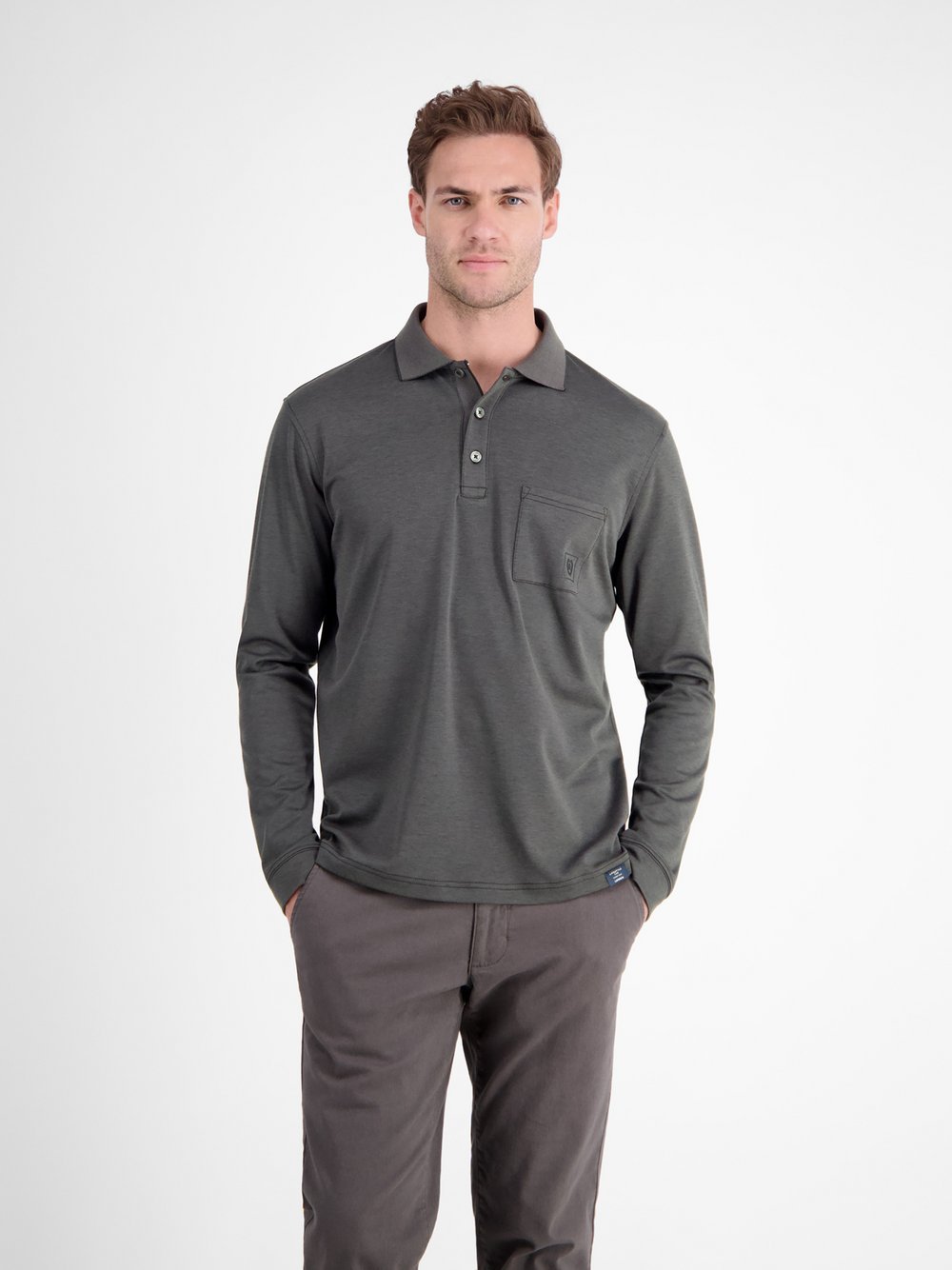 LERROS Langarm-Poloshirt Herren Baumwolle