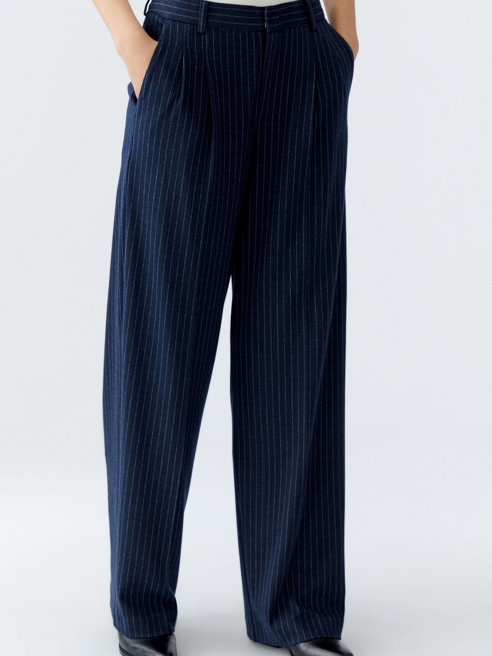 Oui Bundfaltenhose Damen gestreift