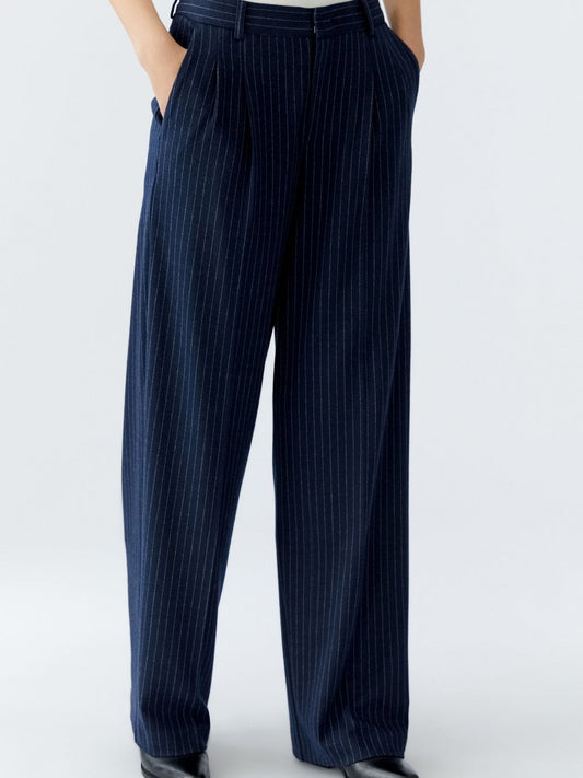 Oui Bundfaltenhose Damen gestreift