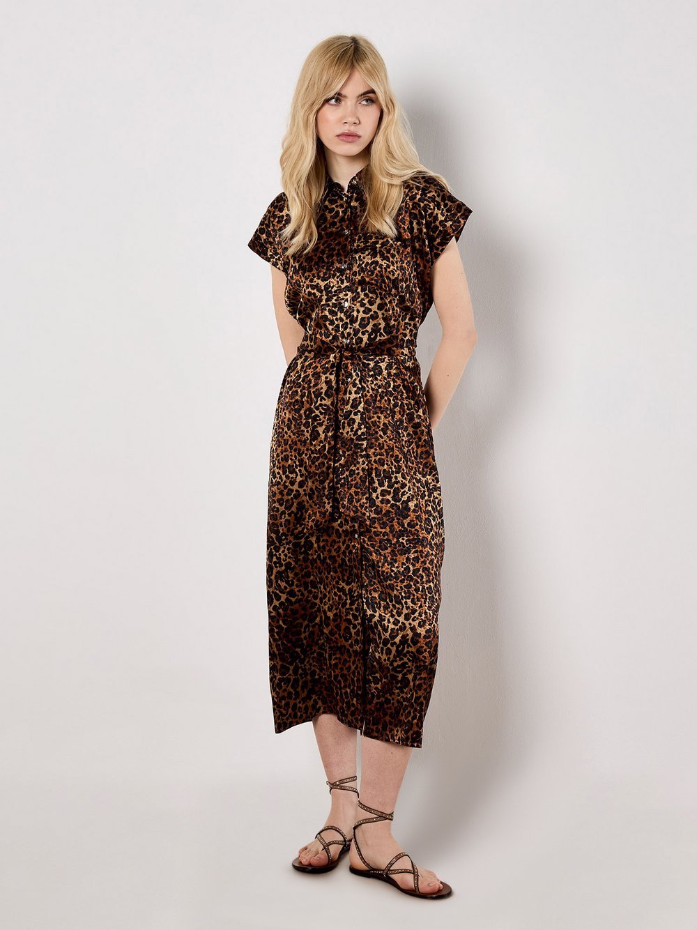 Apricot Midikleid Damen gemustert