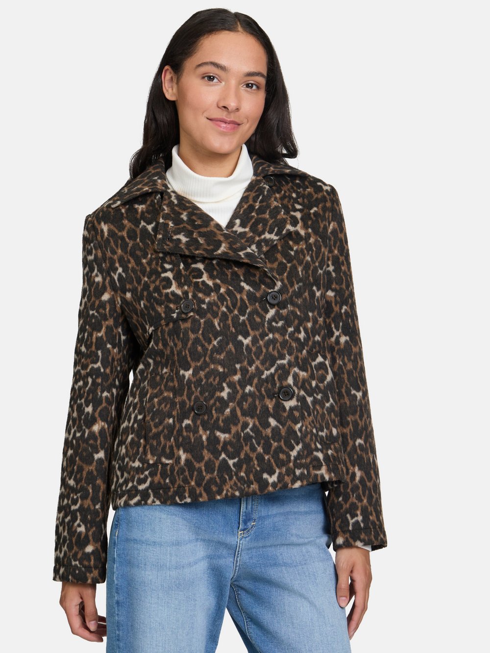 Cartoon Kurztrenchcaoat Damen gemustert