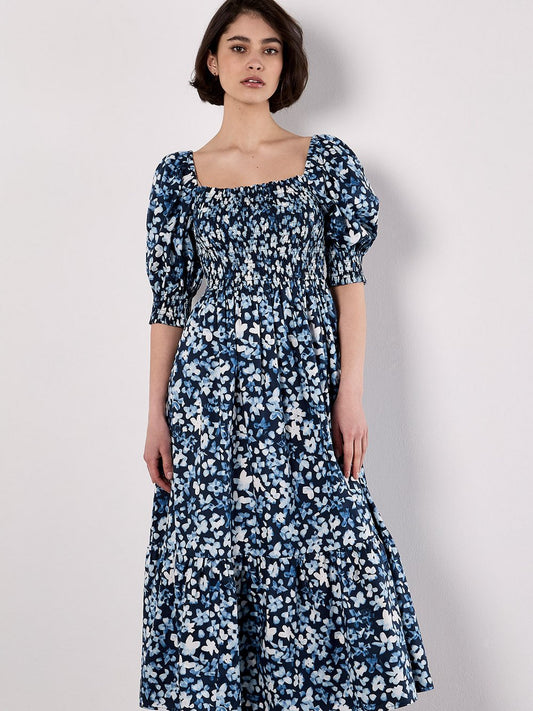 Apricot Maxikleid Damen Baumwolle gemustert