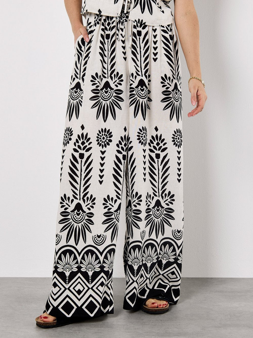 Apricot Hose Damen Viskose gemustert