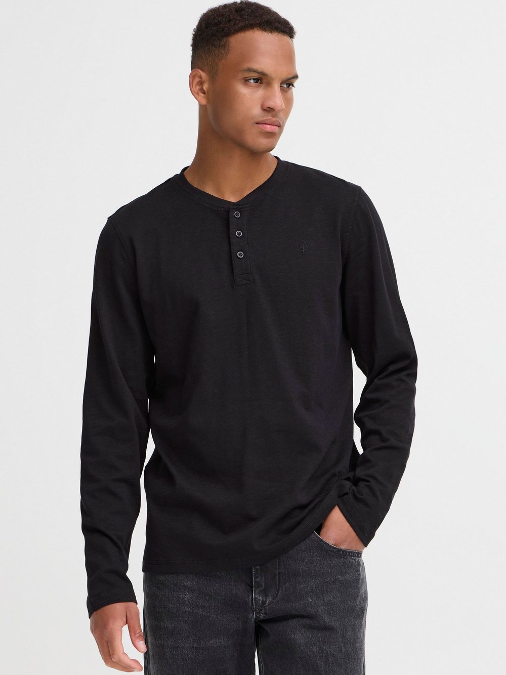 BLEND Langarmshirt Herren Baumwolle meliert