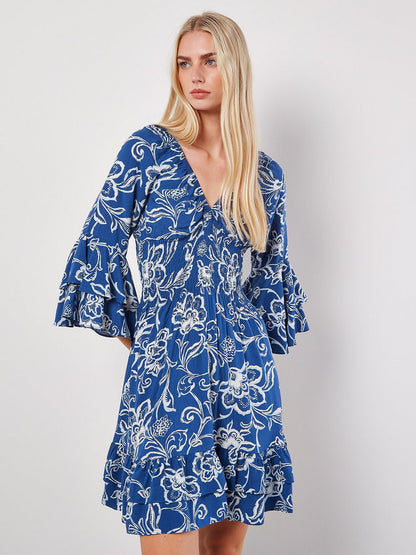 Apricot Minikleid Damen Viskose gemustert