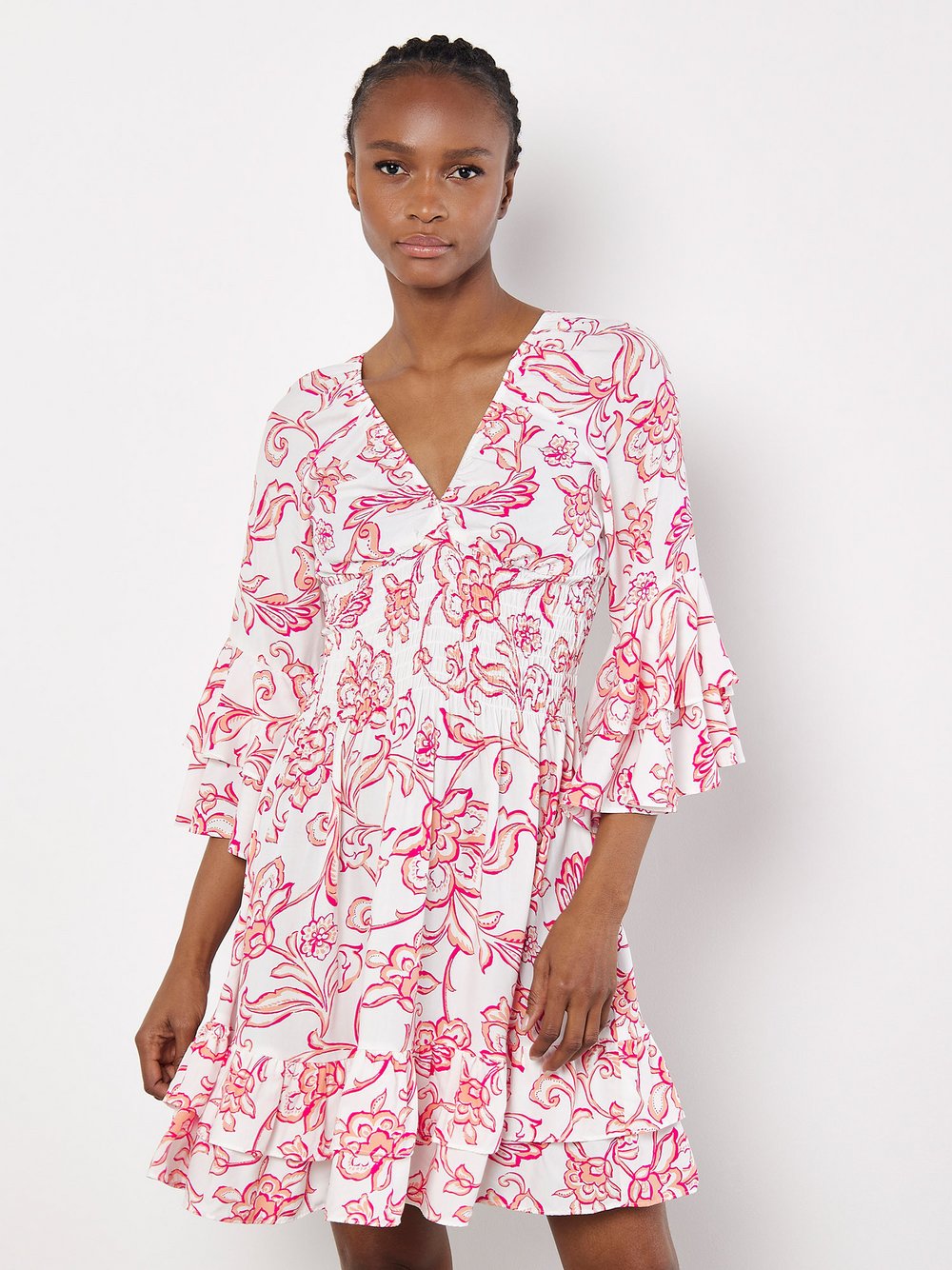 Apricot Minikleid Damen Viskose gemustert