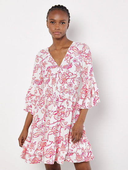 Apricot Minikleid Damen Viskose gemustert