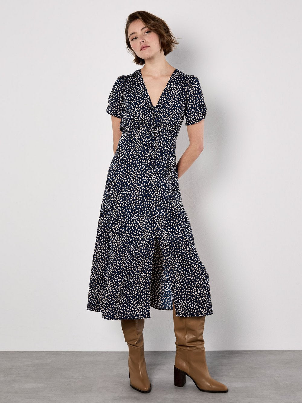 Apricot Midikleid Damen gemustert