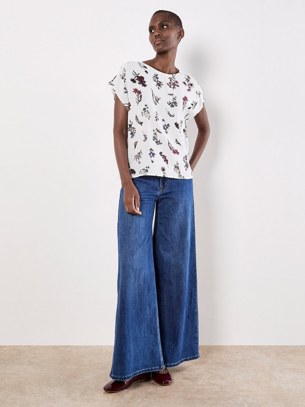 Apricot Top Damen Viskose gemustert