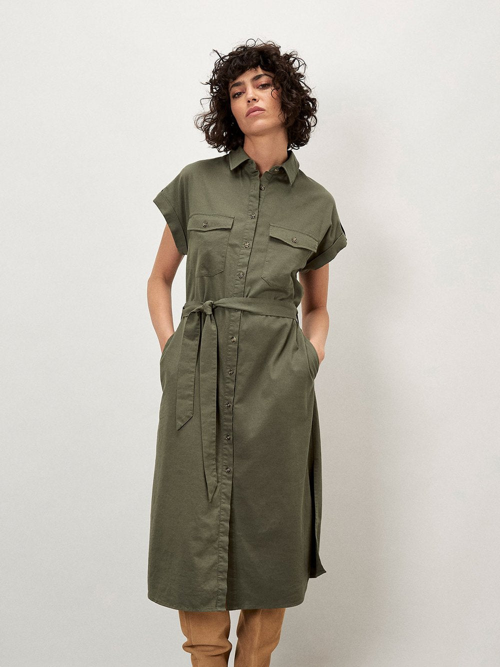 Apricot Midikleid Damen Baumwolle