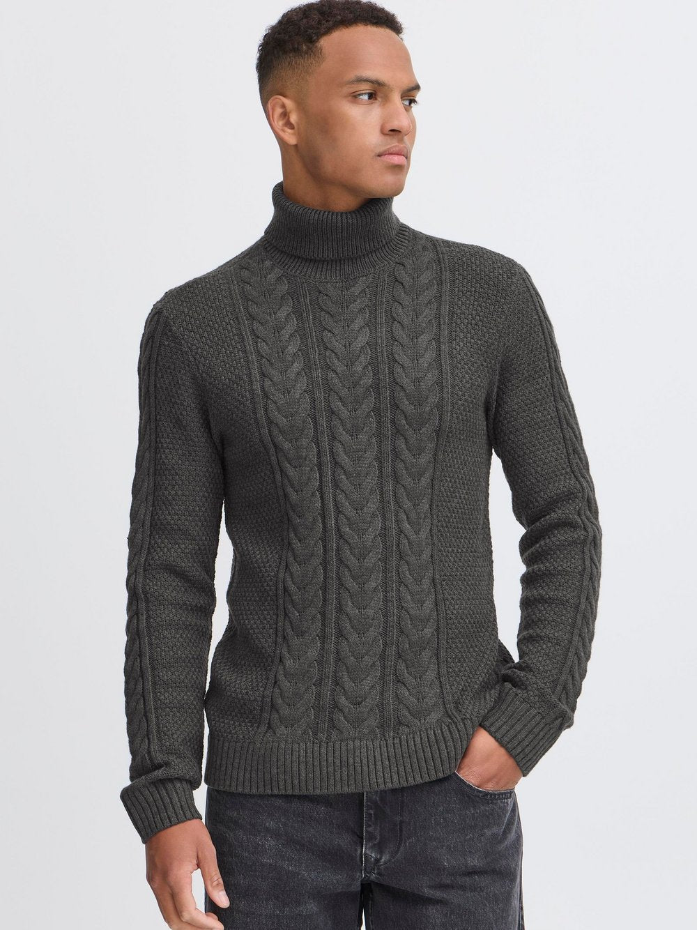 BLEND Rollkragenpullover Herren Baumwolle strukturiert