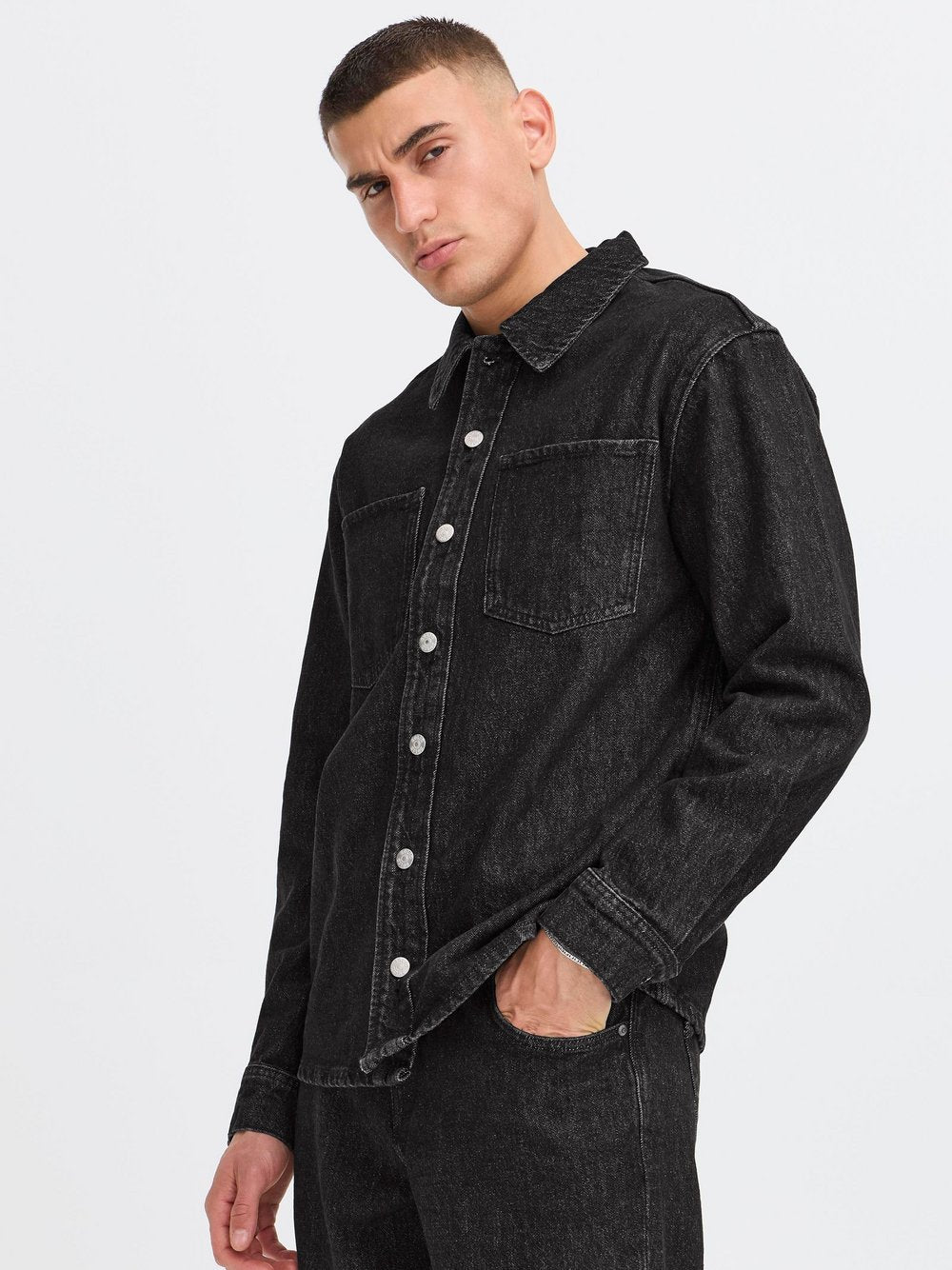 Solid Jeansjacke Herren Baumwolle