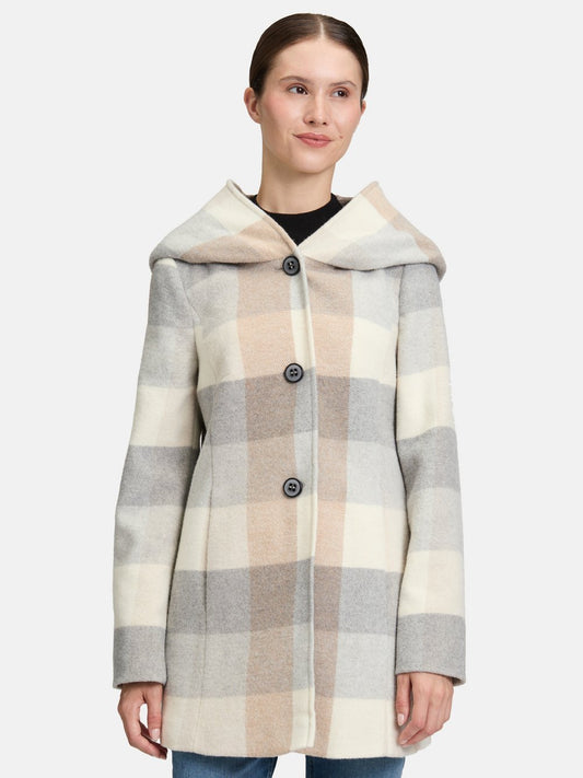 Amber & June Kurzmantel Damen kariert