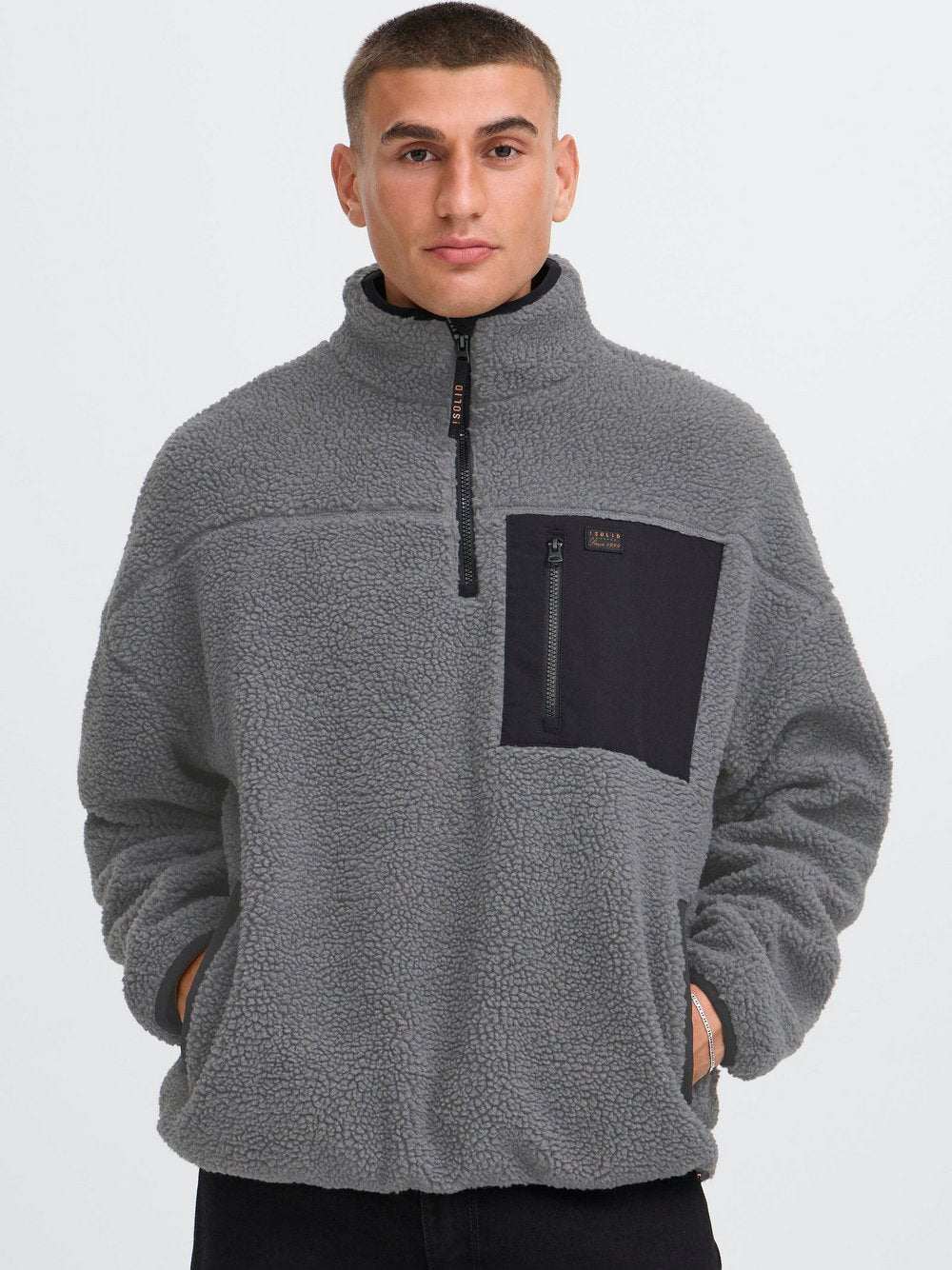 Solid Plüschpullover Herren