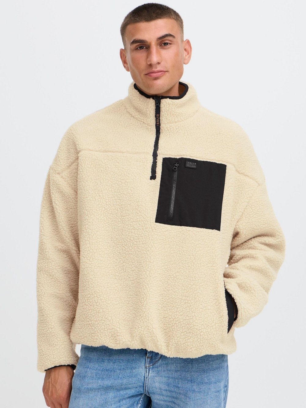 Solid Plüschpullover Herren