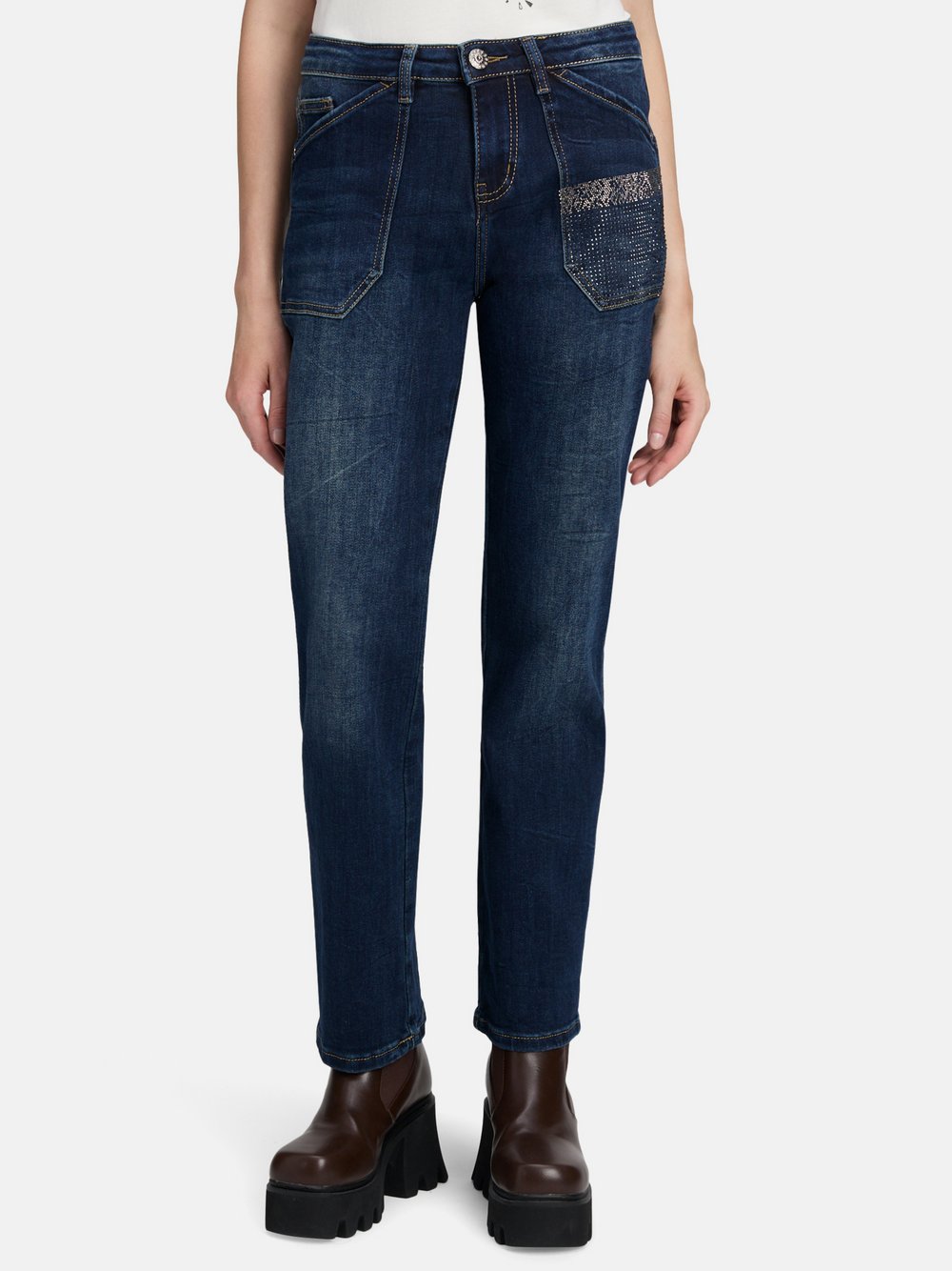Cartoon Regular Fit-Jeans Damen Baumwolle