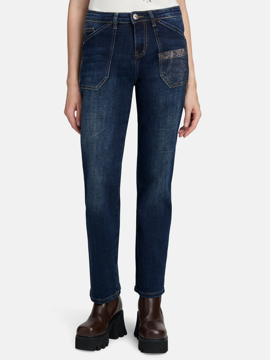 Cartoon Regular Fit-Jeans Damen Baumwolle