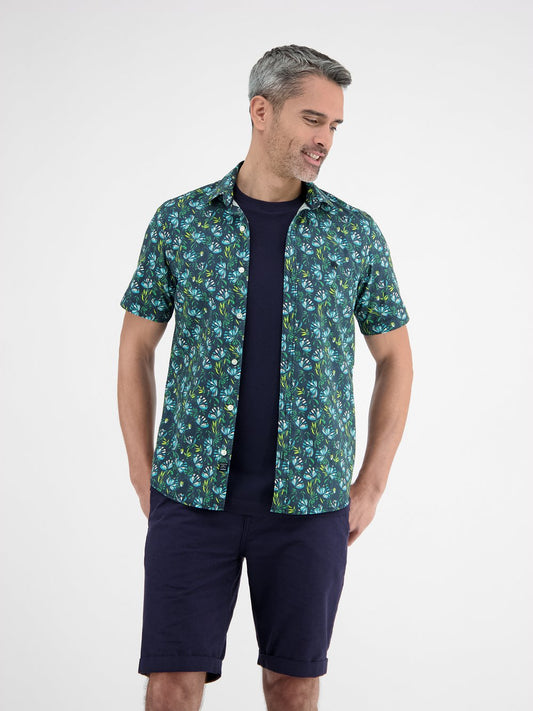 LERROS Kurzarmhemd Herren Regular Fit Baumwolle gemustert