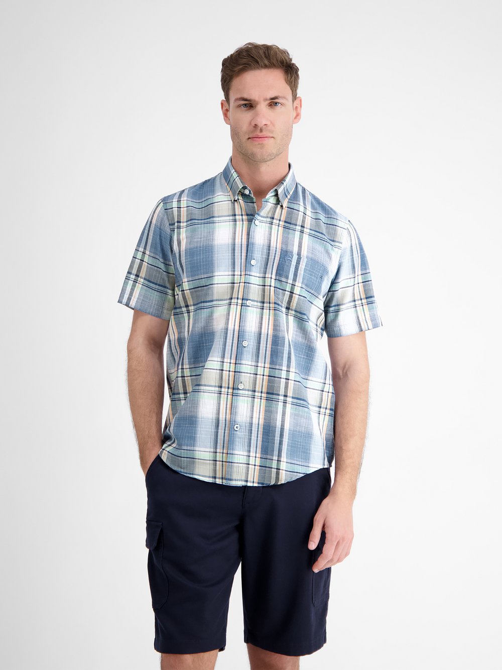 LERROS Kurzarmhemd Herren Regular Fit Baumwolle kariert