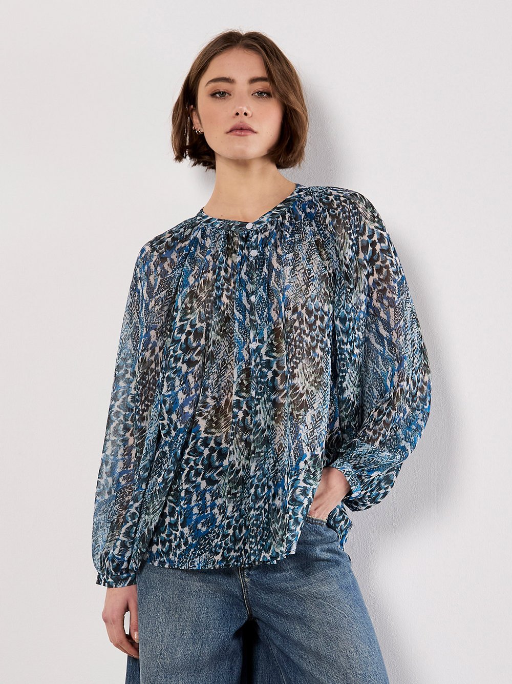 Apricot Bluse Damen gemustert