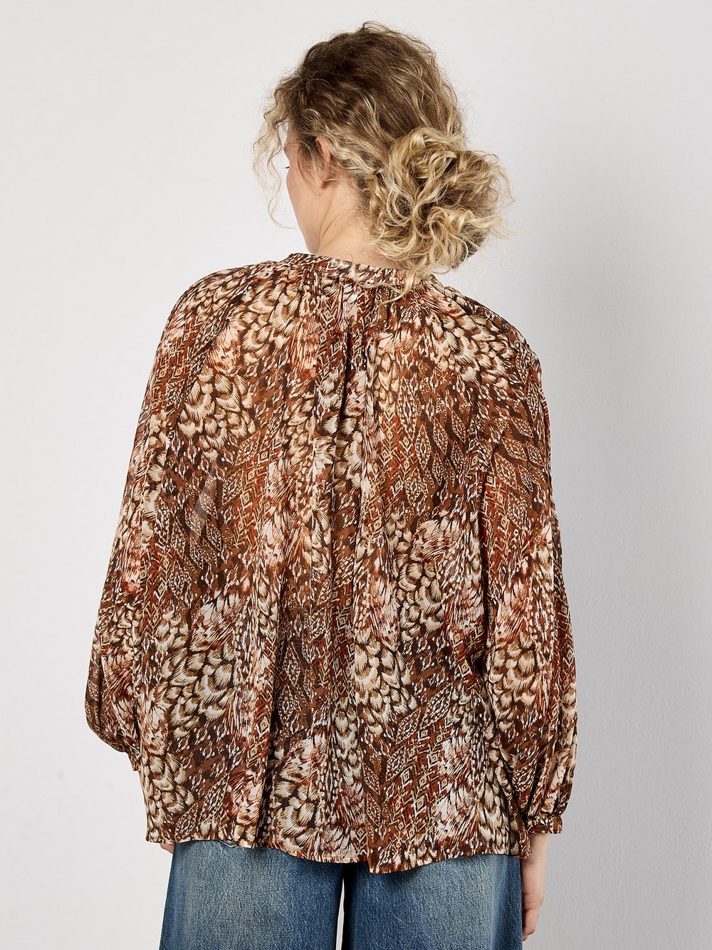 Apricot Bluse Damen gemustert