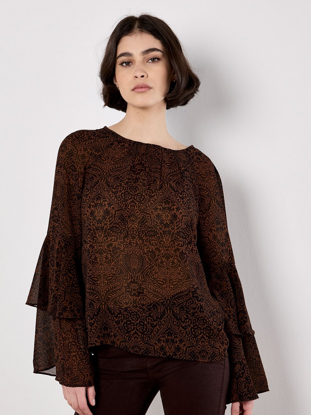 Apricot Bluse Damen gemustert
