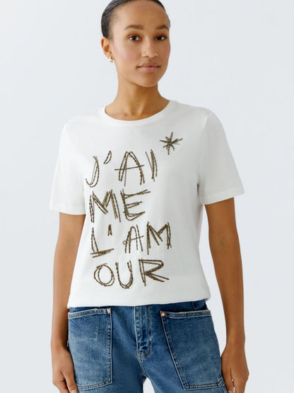 Oui T-Shirt Damen Baumwolle bedruckt