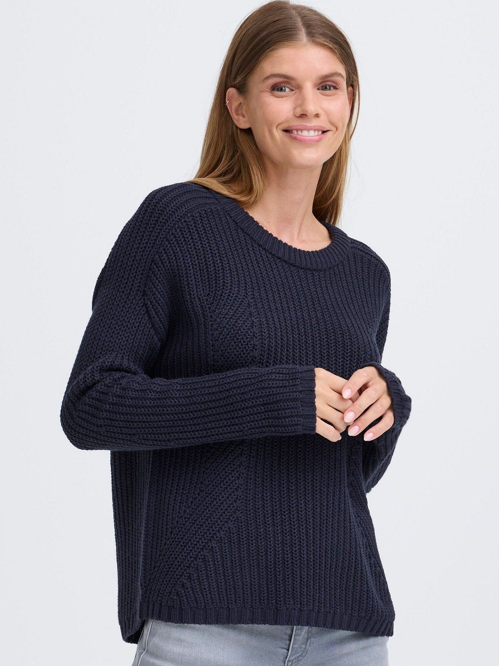 OXMO Strickpullover Damen Baumwolle gestreift