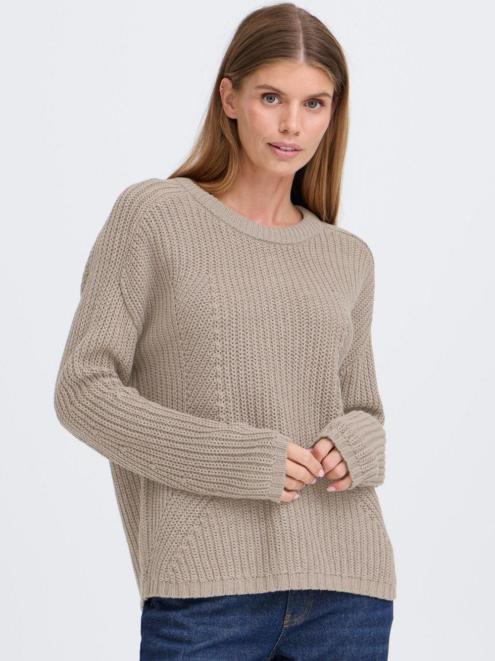 OXMO Strickpullover Damen Baumwolle gestreift