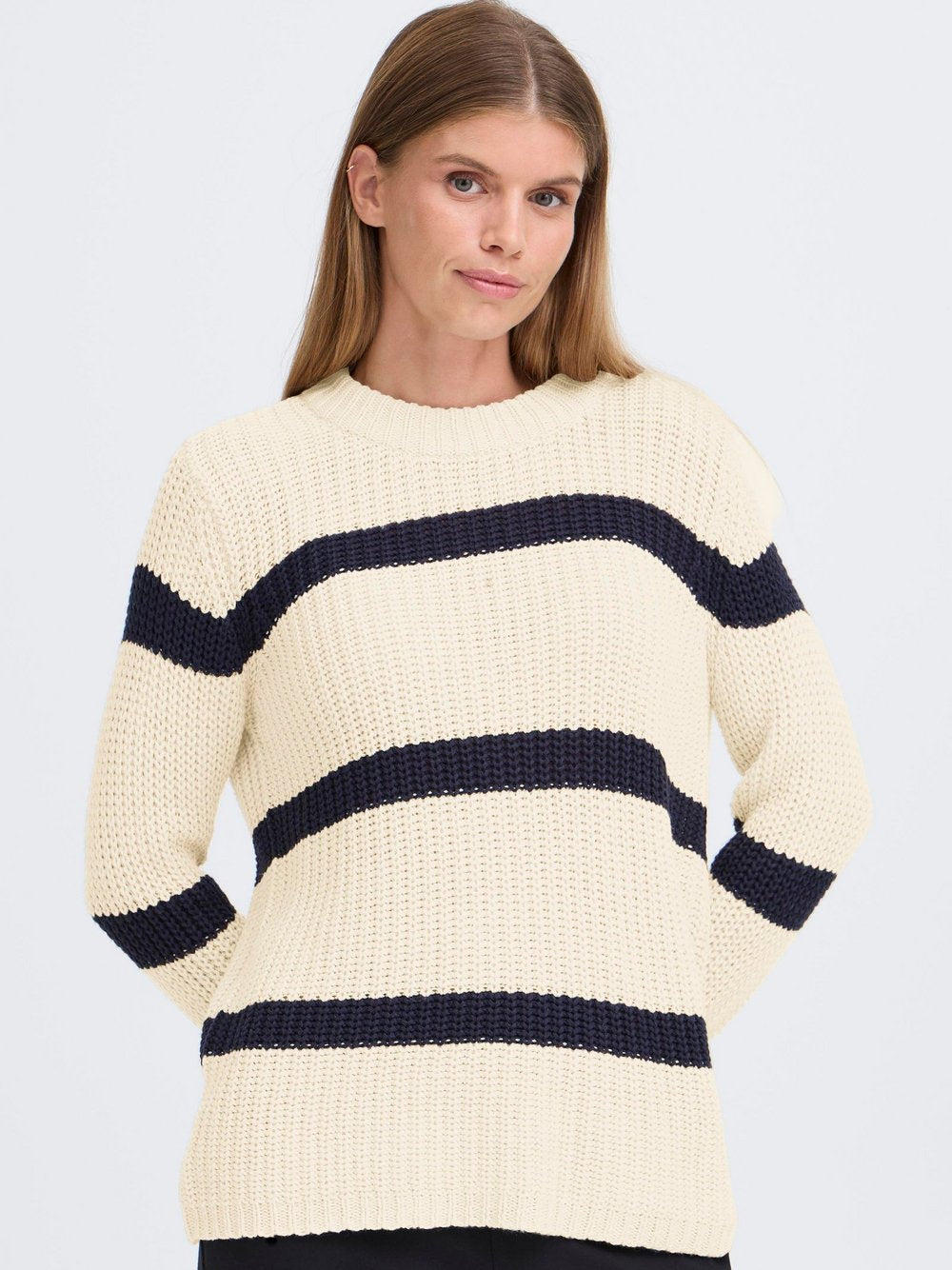 OXMO Strickpullover Damen Baumwolle gestreift