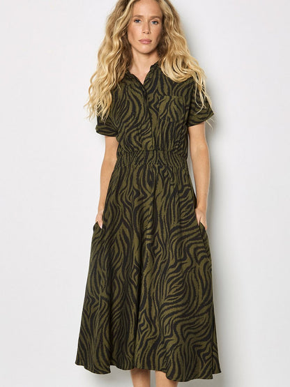 Apricot Midikleid Damen Viskose gemustert