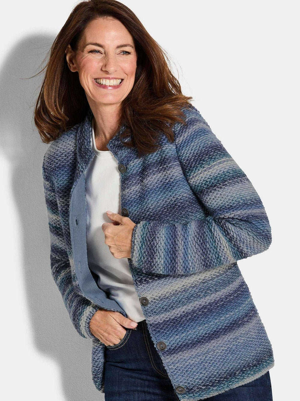 Goldner Strickjacke Damen Schurwolle meliert