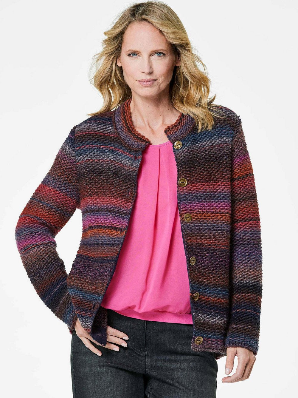 Goldner Strickjacke Damen Schurwolle meliert