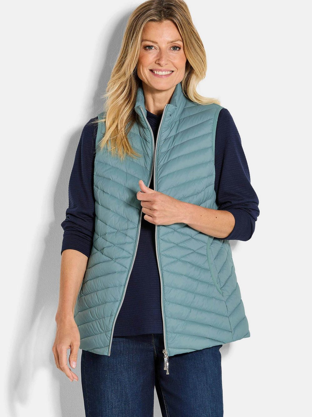 Goldner Steppweste Damen Polyamid