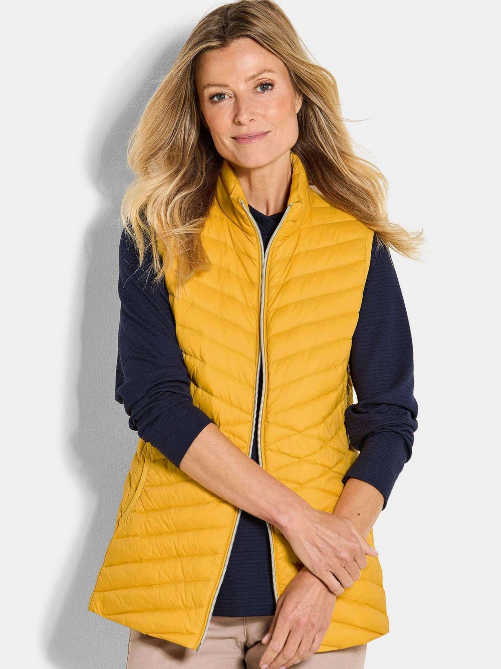 Goldner Steppweste Damen Polyamid