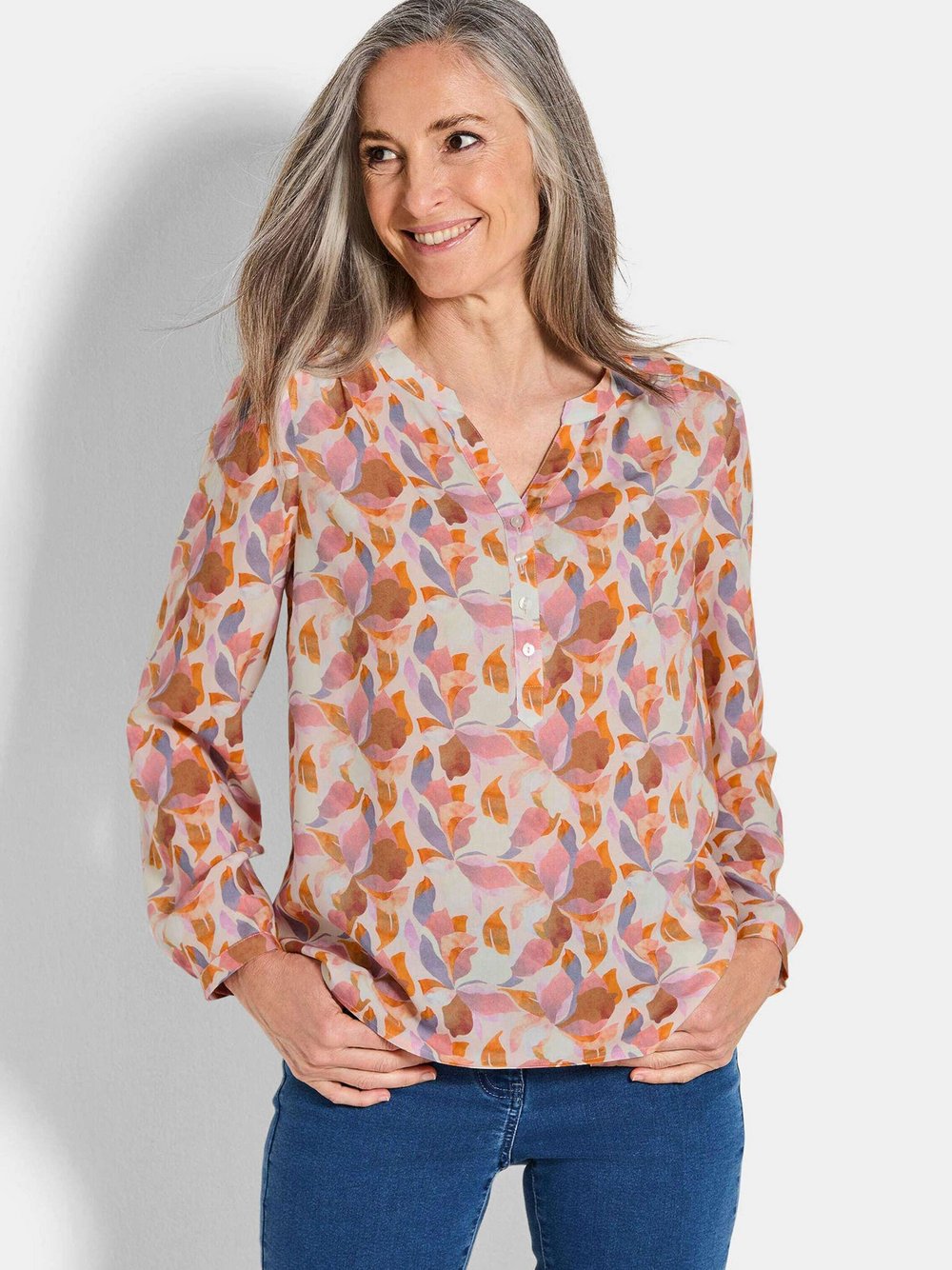 Goldner Blusenshirt Damen Viskose gemustert