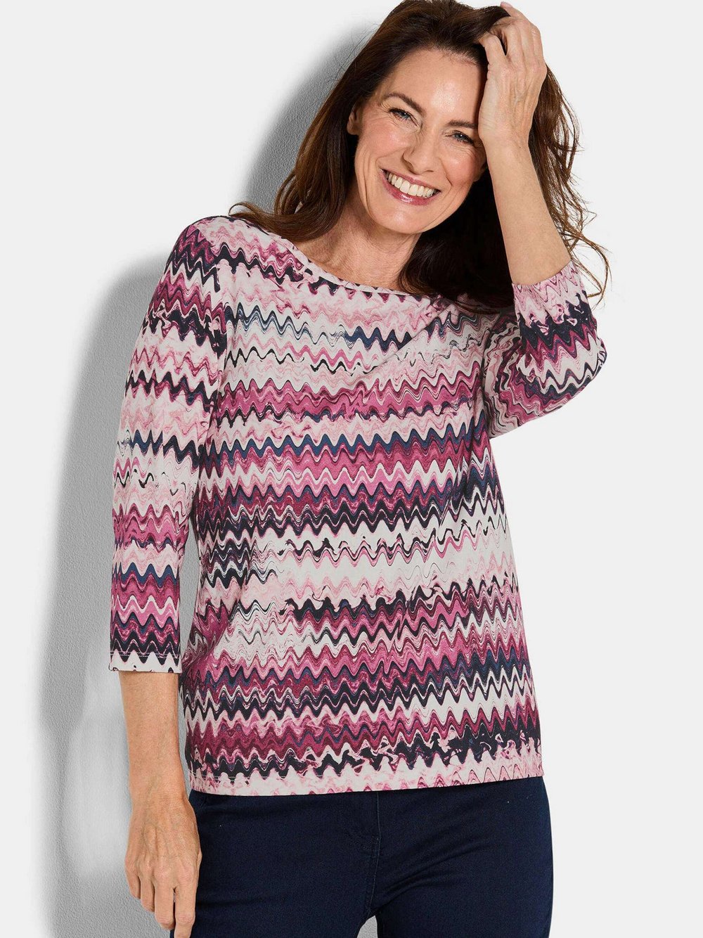 Goldner Blusenshirt Damen Viskose gemustert