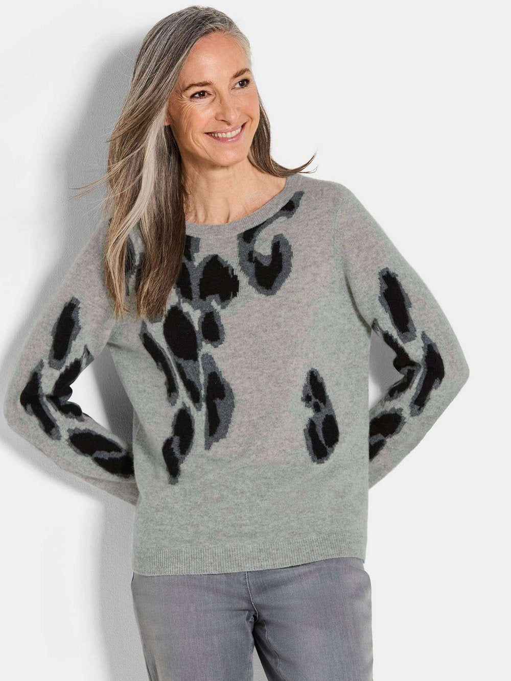 Goldner Kaschmirpullover Damen Cashmere gemustert