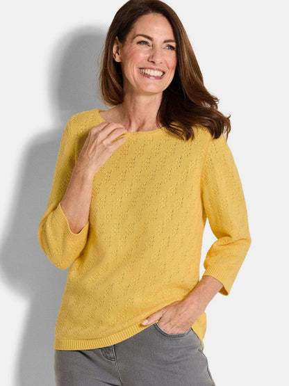 Goldner Strickpullover Damen Baumwolle
