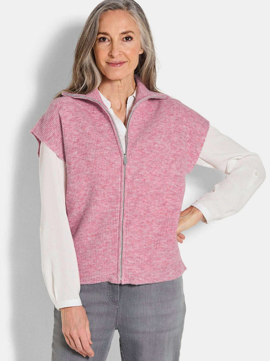 Goldner Strickweste Damen Schurwolle meliert