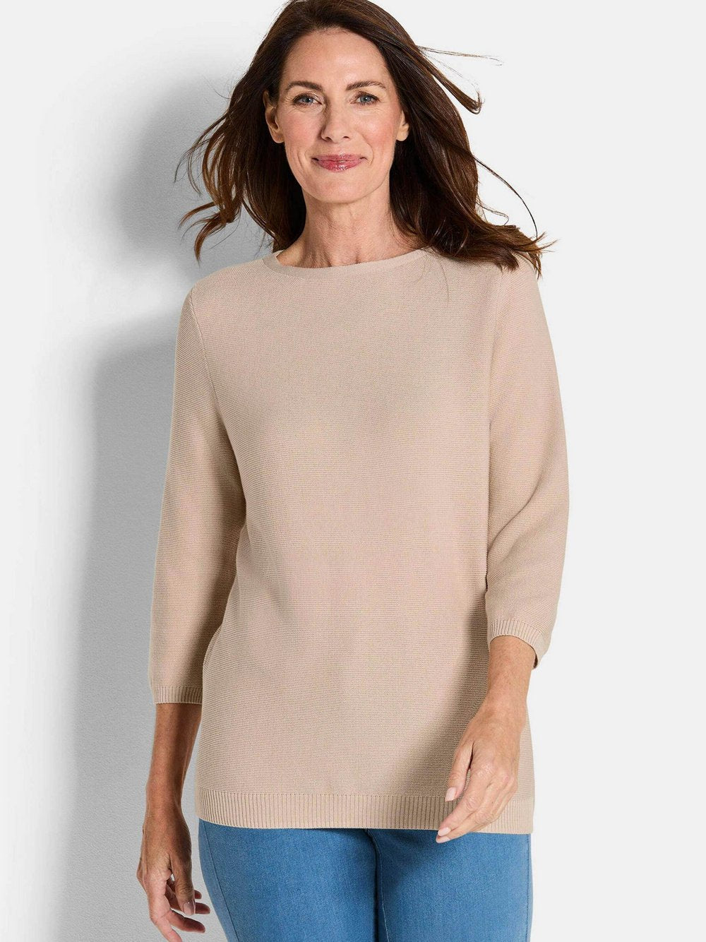 Goldner Strickpullover Damen Baumwolle