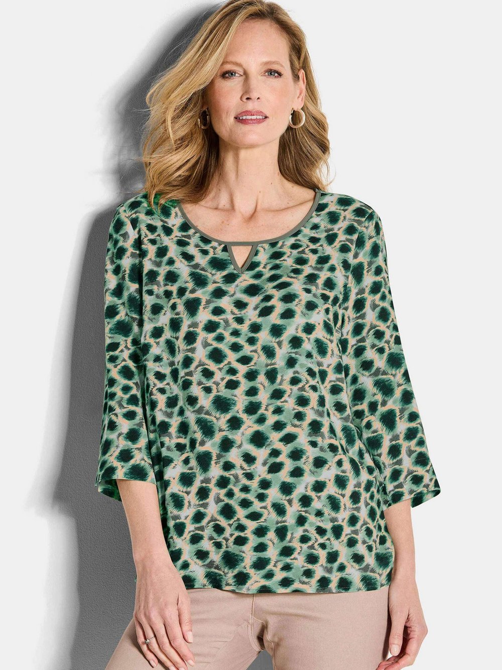 Goldner Blusenshirt Damen Viskose gemustert