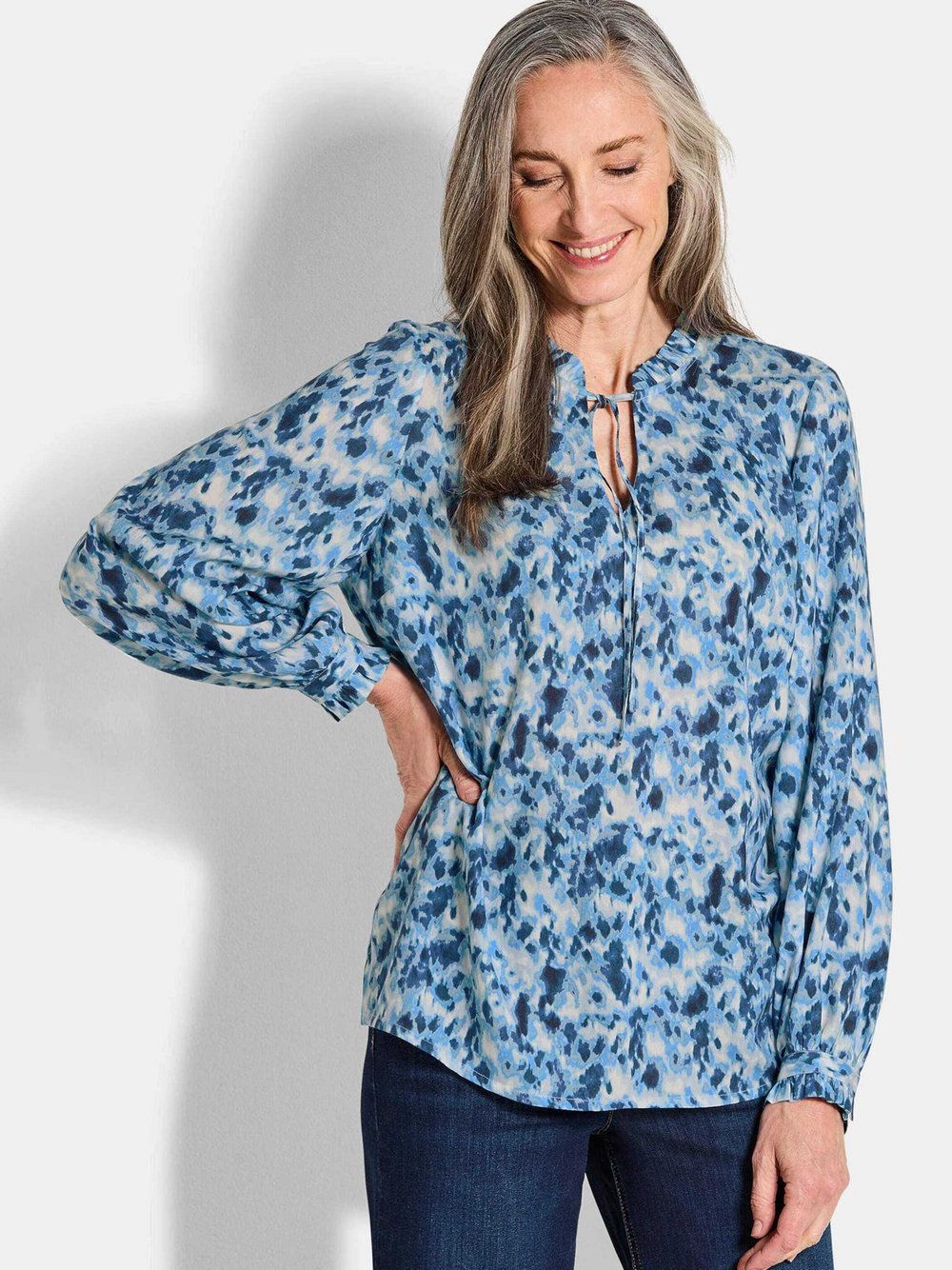 Goldner Blusenshirt Damen Viskose gemustert