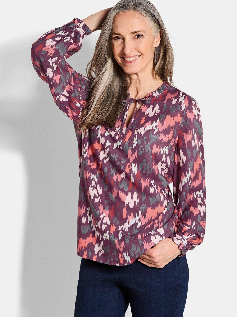 Goldner Blusenshirt Damen Viskose gemustert