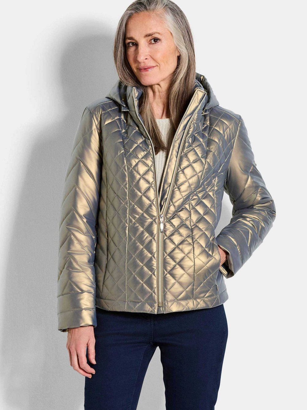 Goldner Steppjacke Damen Polyamid